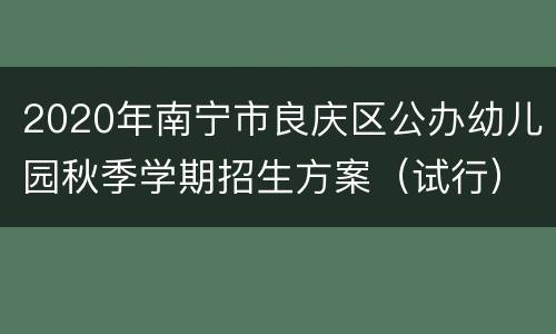 2020年南宁市良庆区公办幼儿园秋季学期招生方案（试行）