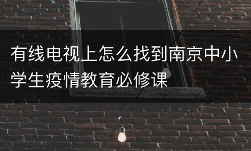 有线电视上怎么找到南京中小学生疫情教育必修课