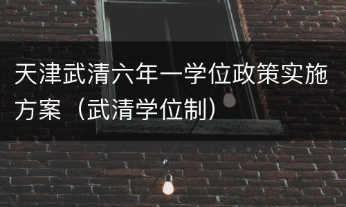 天津武清六年一学位政策实施方案（武清学位制）