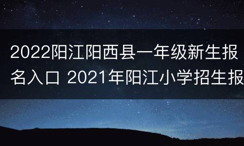 2022阳江阳西县一年级新生报名入口 2021年阳江小学招生报名