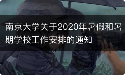 南京大学关于2020年暑假和暑期学校工作安排的通知