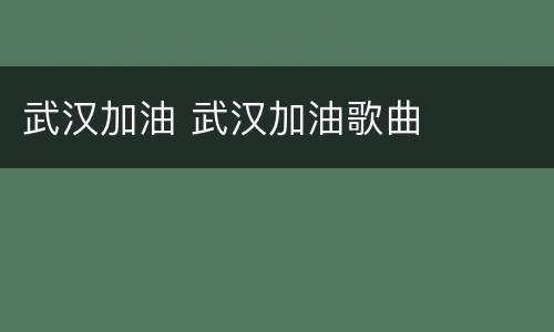 武汉加油 武汉加油歌曲
