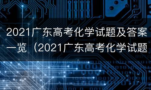 2021广东高考化学试题及答案一览（2021广东高考化学试题及答案一览表）
