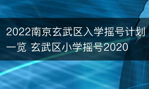 2022南京玄武区入学摇号计划一览 玄武区小学摇号2020