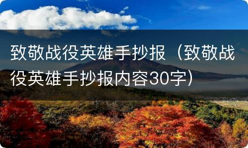 致敬战役英雄手抄报（致敬战役英雄手抄报内容30字）