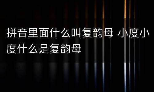拼音里面什么叫复韵母 小度小度什么是复韵母
