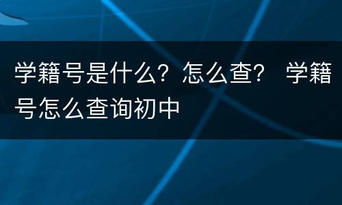 学籍号是什么？怎么查？ 学籍号怎么查询初中