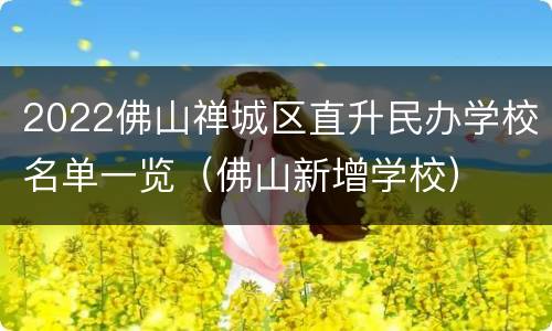 2022佛山禅城区直升民办学校名单一览（佛山新增学校）