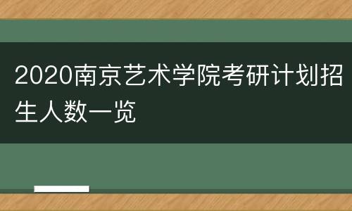 2020南京艺术学院考研计划招生人数一览