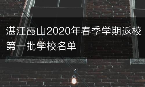 湛江霞山2020年春季学期返校第一批学校名单