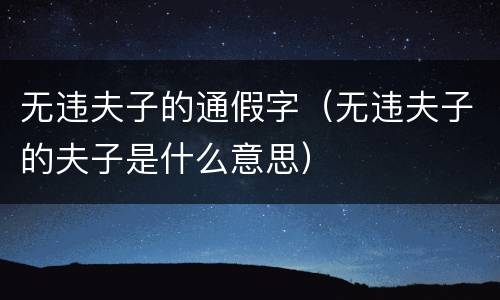 无违夫子的通假字（无违夫子的夫子是什么意思）