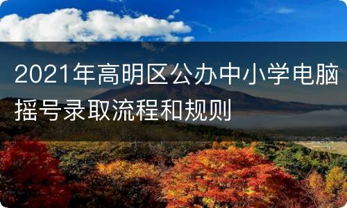 2021年高明区公办中小学电脑摇号录取流程和规则