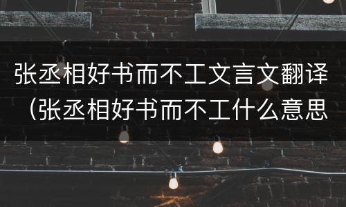 张丞相好书而不工文言文翻译（张丞相好书而不工什么意思）