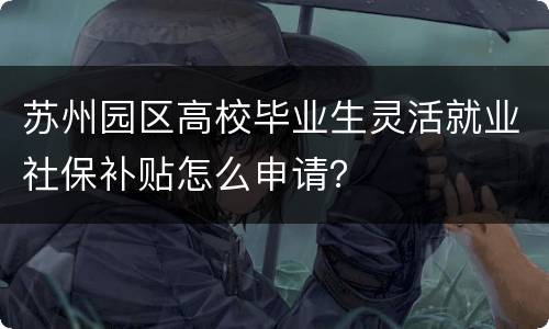 苏州园区高校毕业生灵活就业社保补贴怎么申请？