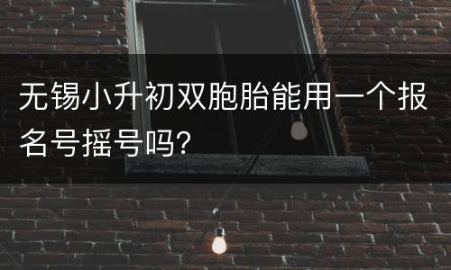 无锡小升初双胞胎能用一个报名号摇号吗？