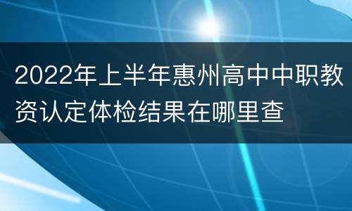 2022年上半年惠州高中中职教资认定体检结果在哪里查