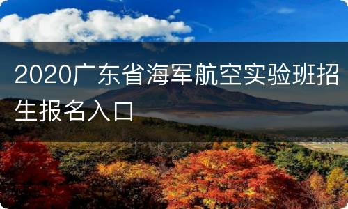 2020广东省海军航空实验班招生报名入口