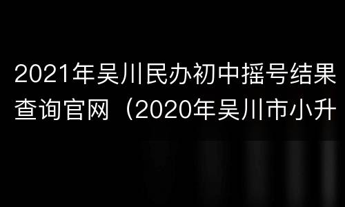 2021年吴川民办初中摇号结果查询官网（2020年吴川市小升初摇号结果）