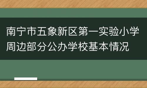 南宁市五象新区第一实验小学周边部分公办学校基本情况