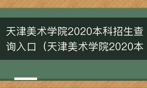 天津美术学院2020本科招生查询入口（天津美术学院2020本科招生查询入口官网）