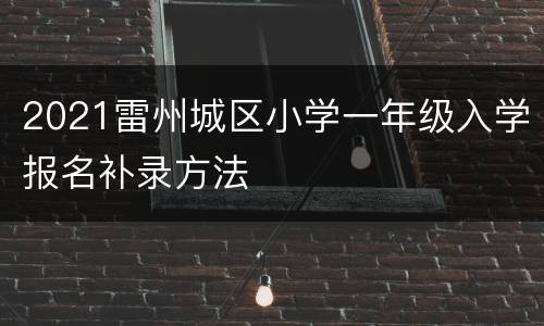 2021雷州城区小学一年级入学报名补录方法
