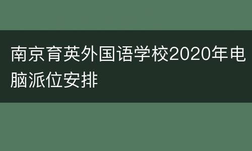 南京育英外国语学校2020年电脑派位安排