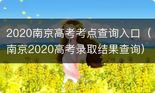 2020南京高考考点查询入口（南京2020高考录取结果查询）
