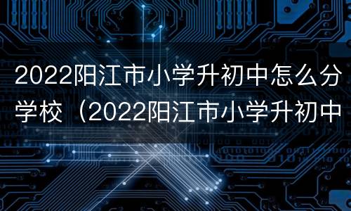 2022阳江市小学升初中怎么分学校（2022阳江市小学升初中怎么分学校和学区）