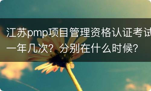 江苏pmp项目管理资格认证考试一年几次？分别在什么时候？