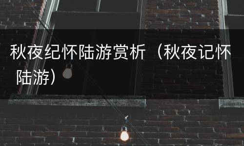 秋夜纪怀陆游赏析（秋夜记怀 陆游）