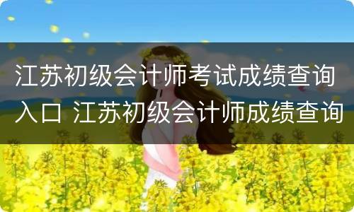 江苏初级会计师考试成绩查询入口 江苏初级会计师成绩查询2021
