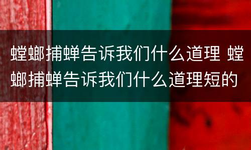 螳螂捕蝉告诉我们什么道理 螳螂捕蝉告诉我们什么道理短的道理