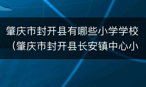 肇庆市封开县有哪些小学学校（肇庆市封开县长安镇中心小学）