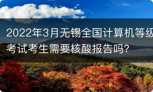2022年3月无锡全国计算机等级考试考生需要核酸报告吗？