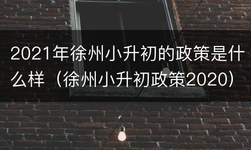 2021年徐州小升初的政策是什么样（徐州小升初政策2020）