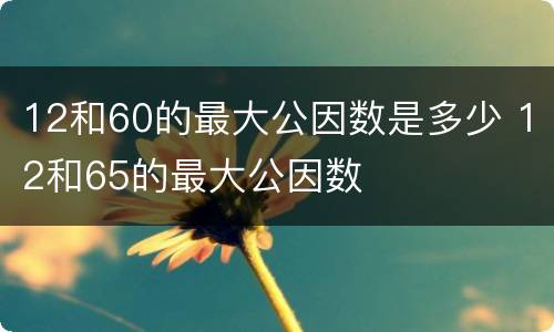 12和60的最大公因数是多少 12和65的最大公因数