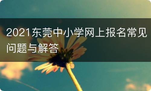 2021东莞中小学网上报名常见问题与解答