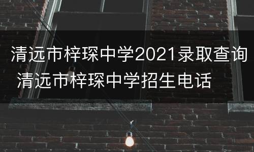 清远市梓琛中学2021录取查询 清远市梓琛中学招生电话