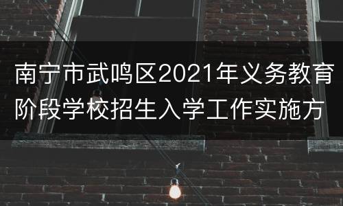 南宁市武鸣区2021年义务教育阶段学校招生入学工作实施方案