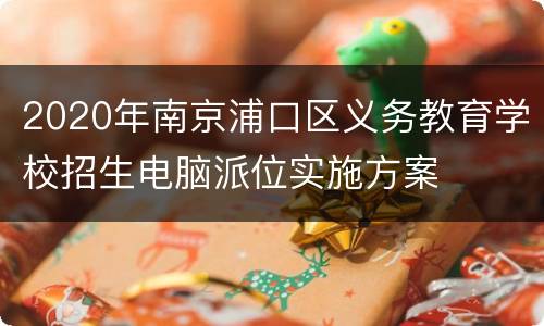 2020年南京浦口区义务教育学校招生电脑派位实施方案