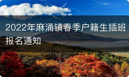 2022年麻涌镇春季户籍生插班报名通知