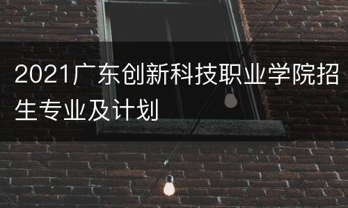 2021广东创新科技职业学院招生专业及计划