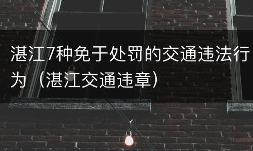 湛江7种免于处罚的交通违法行为（湛江交通违章）