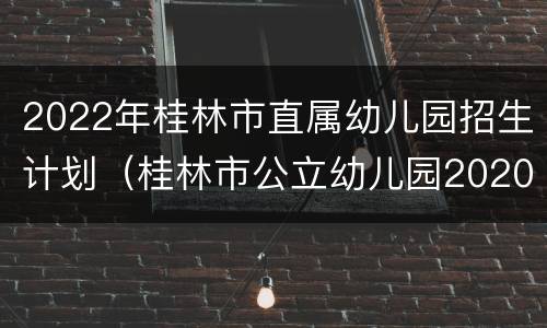 2022年桂林市直属幼儿园招生计划（桂林市公立幼儿园2020年招生条件）