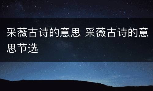 采薇古诗的意思 采薇古诗的意思节选