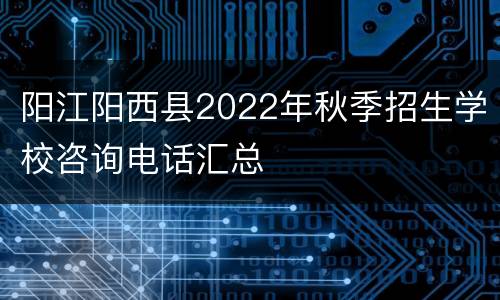 阳江阳西县2022年秋季招生学校咨询电话汇总