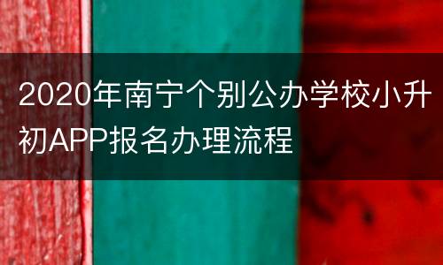 2020年南宁个别公办学校小升初APP报名办理流程