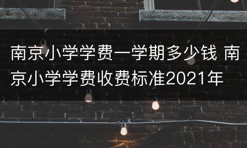南京小学学费一学期多少钱 南京小学学费收费标准2021年