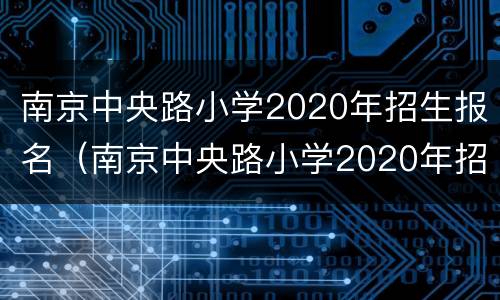 南京中央路小学2020年招生报名（南京中央路小学2020年招生报名条件）
