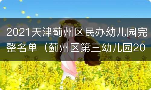2021天津蓟州区民办幼儿园完整名单（蓟州区第三幼儿园2021年招生）